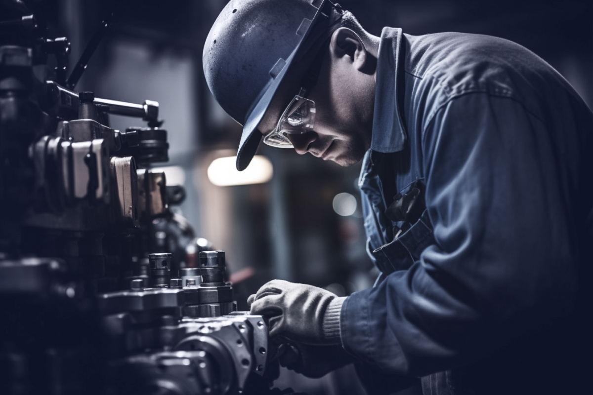 AI-generert bilde av en mekaniker som jobber i et verksted