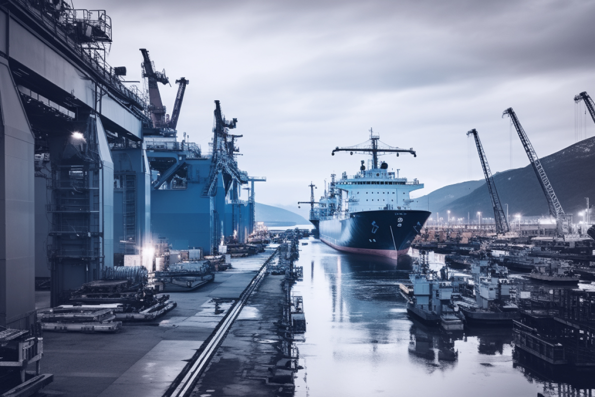 AI-generert bilde av et skipsverft